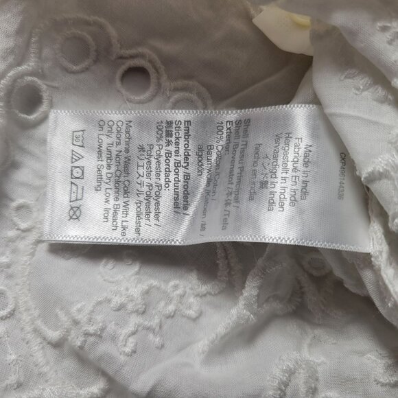 Madewell Women White Embroidered Oversize Cotton Button-Down Shirt Size L - Picture 3 of 8